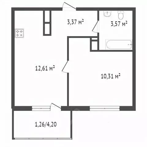 2-к кв. Татарстан, Казань ул. Волкова, 12 (42.3 м) - Фото 0