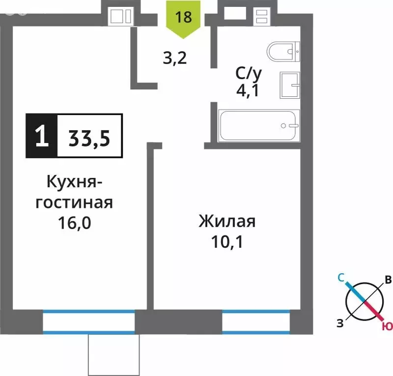 1-комнатная квартира: Светлые Горы, квартал Марьино-Знаменское, жилой ... - Фото 1