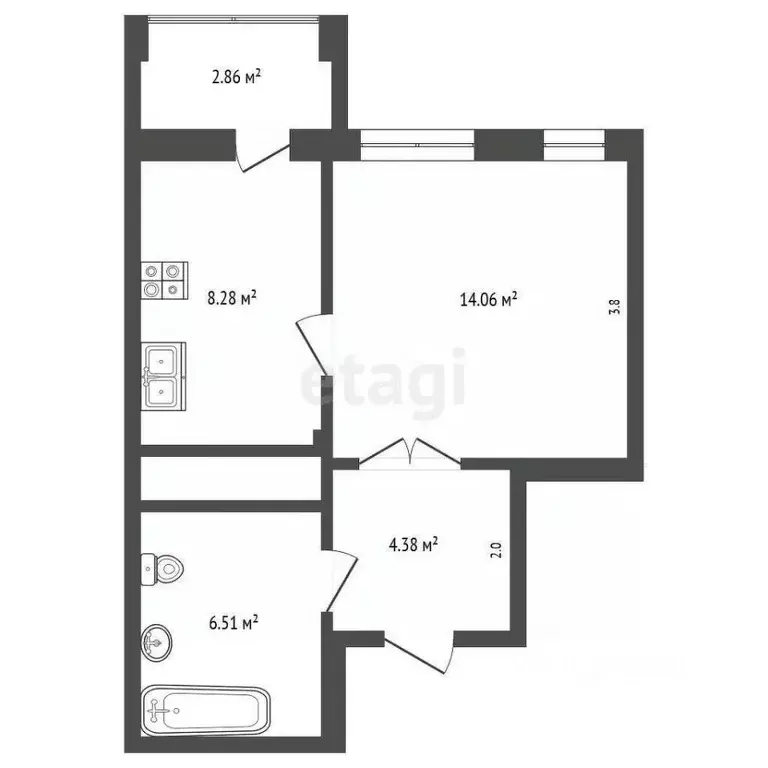 1-к кв. Калужская область, Калуга Азаровская ул., 40к4 (34.65 м) - Фото 2