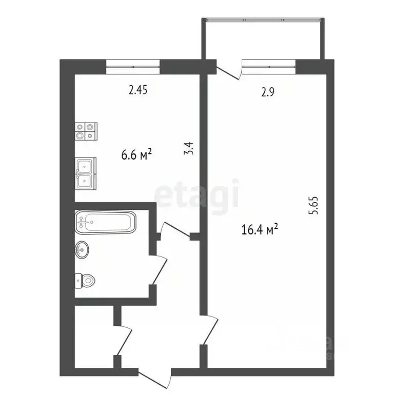 1-к кв. Калужская область, Калуга ул. Степана Разина, 99 (30.0 м) - Фото 2