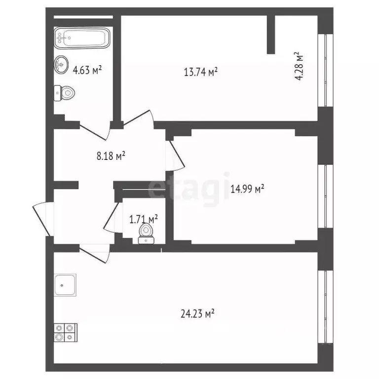 2-к кв. Тюменская область, Тюмень ул. Братьев Бондаревых, 1 (67.5 м) - Фото 0