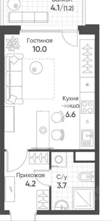Студия Новосибирская область, Кольцово рп Счастье в Кольцово жилой ... - Фото 2
