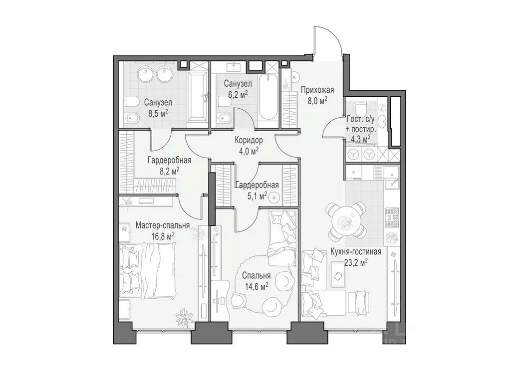 2-к кв. Москва Лайф Тайм жилой комплекс (100.0 м) - Фото 1