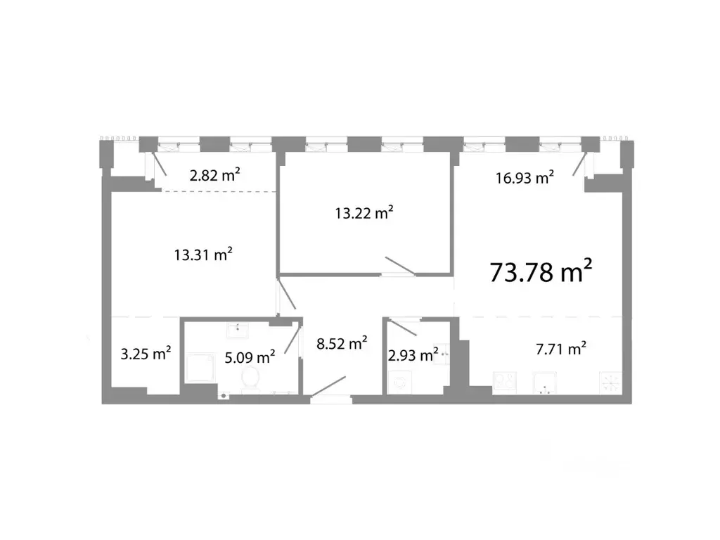 2-к кв. Челябинская область, Челябинск ул. Худякова, 18/2 (73.78 м) - Фото 0