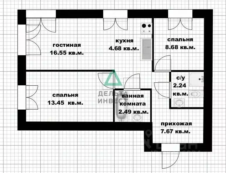 3-к кв. Башкортостан, Уфа ул. Энтузиастов, 7 (52.4 м) - Фото 2