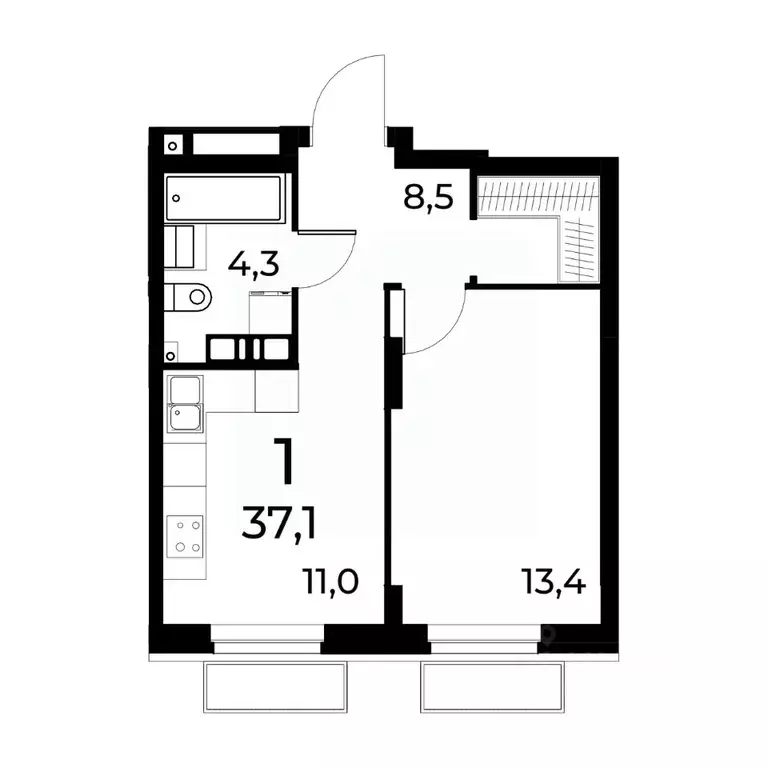 1-к кв. Нижегородская область, Нижний Новгород ул. Усиевича (37.2 м) - Фото 1