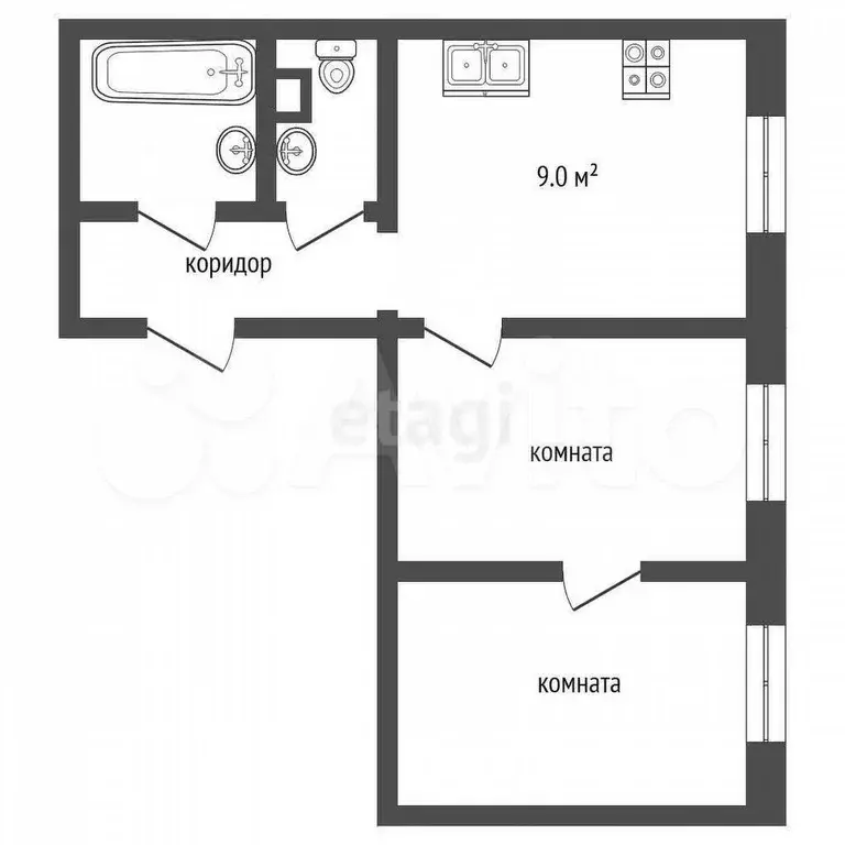 2-к. квартира, 50 м, 1/5 эт. - Фото 0