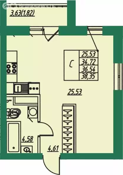 Квартира-студия: городской округ Владимир, посёлок Заклязьменский, ... - Фото 1