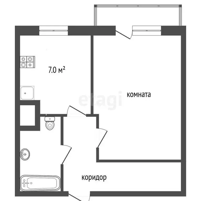 1-комнатная квартира: Калининград, улица Ульяны Громовой, 88 (33 м) - Фото 0