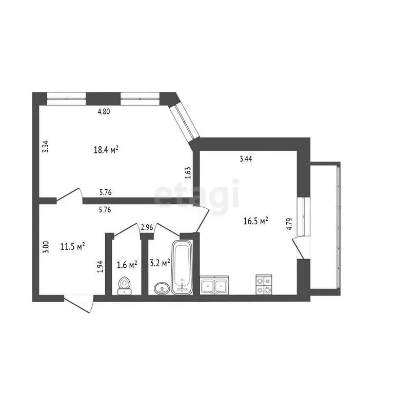 1-комнатная квартира: Тюмень, Широтная улица, 108к5 (51.2 м) - Фото 1