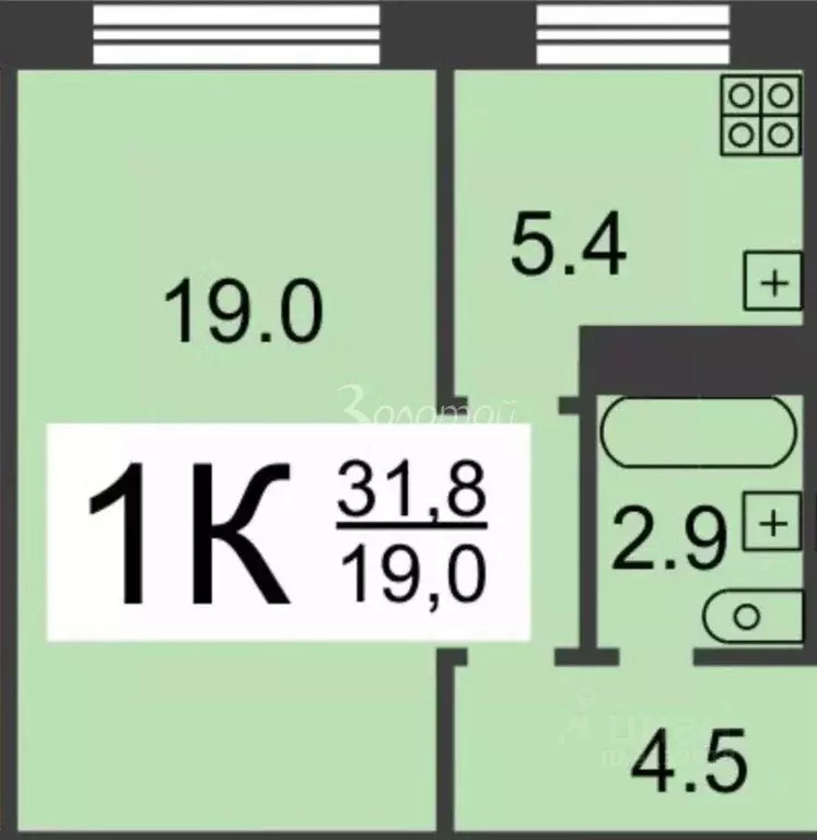 1-к кв. Нижегородская область, Нижний Новгород Южное ш., 24А (31.8 м) - Фото 2