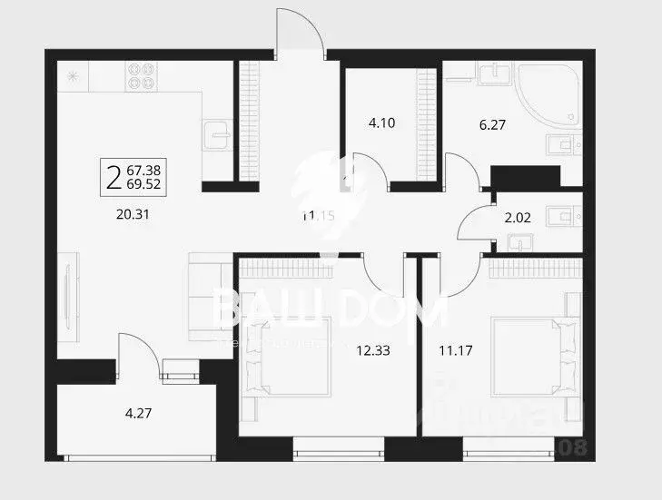 2-к кв. Брянская область, Брянский район, Снежское с/пос, пос. Путевка ... - Фото 2
