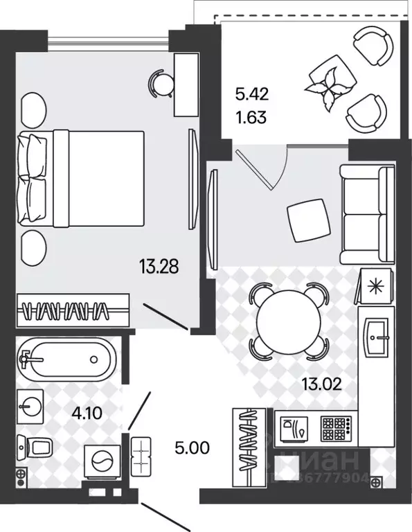 1-к кв. Калининградская область, Гурьевский муниципальный округ, пос. ... - Фото 1