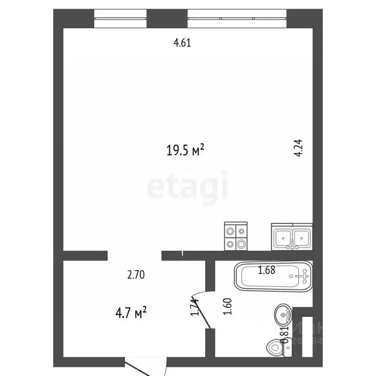 Студия Москва № 100 кв-л, 1к2 (27.0 м) - Фото 2