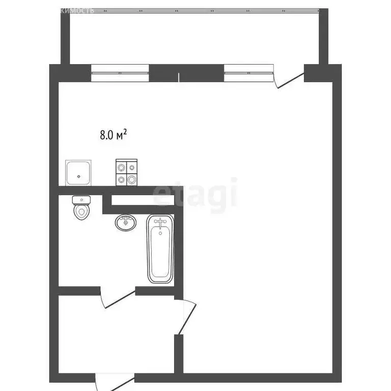 Квартира-студия: Тюмень, улица Вадима Бованенко, 3 (32.5 м) - Фото 1