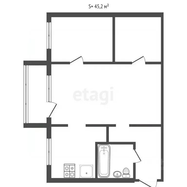 2-к кв. Тульская область, Тула ул. Баженова, 16 (40.0 м) - Фото 1