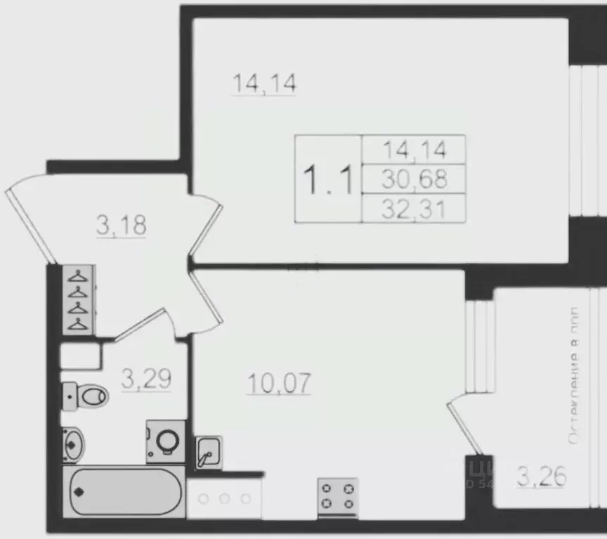 1-к кв. Санкт-Петербург Кубинская ул., 78 (30.68 м) - Фото 2