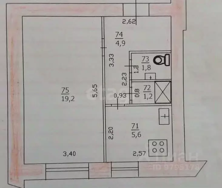1-к кв. Татарстан, Казань ул. Рихарда Зорге, 24 (33.0 м) - Фото 0