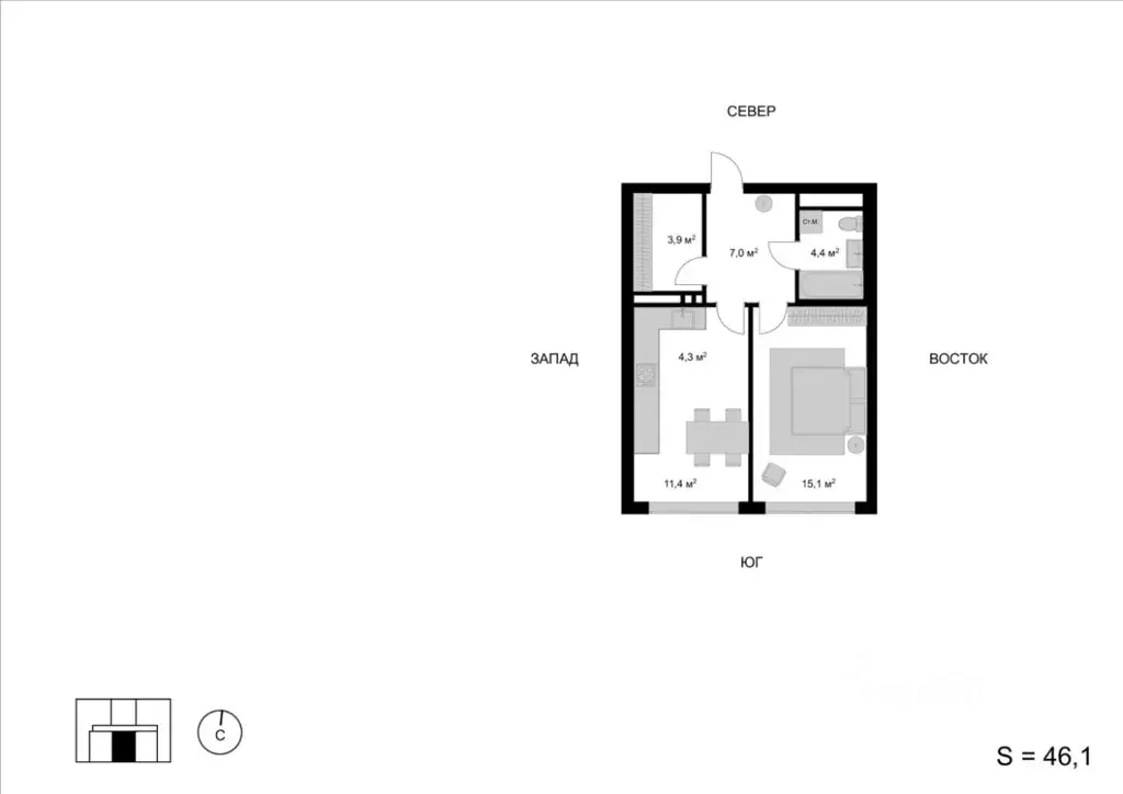 2-к кв. Московская область, Мытищи Пионерская ул., 10 (46.1 м) - Фото 1
