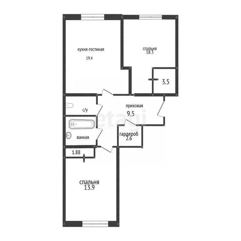 2-к кв. Краснодарский край, Краснодар Стахановская ул., 1/5к5 (74.9 м) - Фото 1