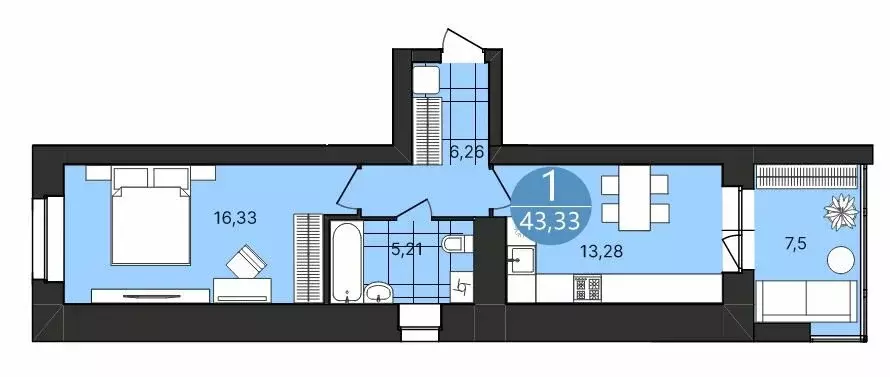 1-комнатная квартира: Ярославль, Клубная улица, 5 (43.33 м) - Фото 0