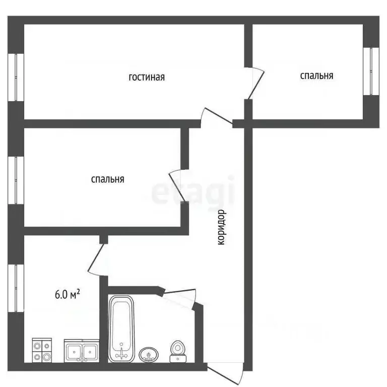 3-к кв. Тамбовская область, Уварово 2-й мкр, 9 (59.4 м) - Фото 1