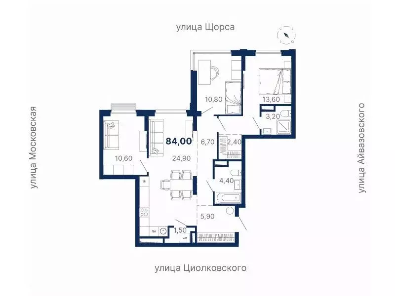 3-к кв. Свердловская область, Екатеринбург ул. Московская, 251 (84.0 ... - Фото 0
