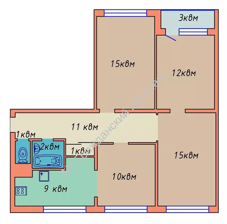 3-комнатная квартира: Санкт-Петербург, проспект Художников, 27к1 (79 ... - Фото 2
