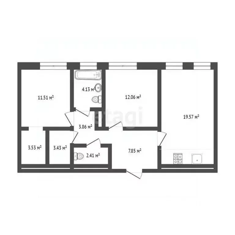 2-к кв. Тюменская область, Тюмень ул. Николая Машарова, 4 (69.0 м) - Фото 1