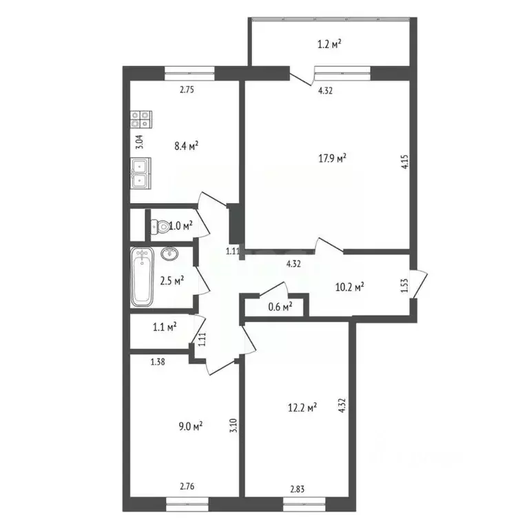 3-к кв. Томская область, Северск ул. Победы, 2 (62.9 м) - Фото 1