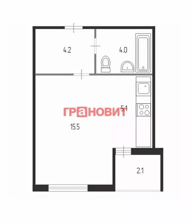 Студия Новосибирская область, Новосибирск ул. Кирова, 276 (31.0 м) - Фото 1