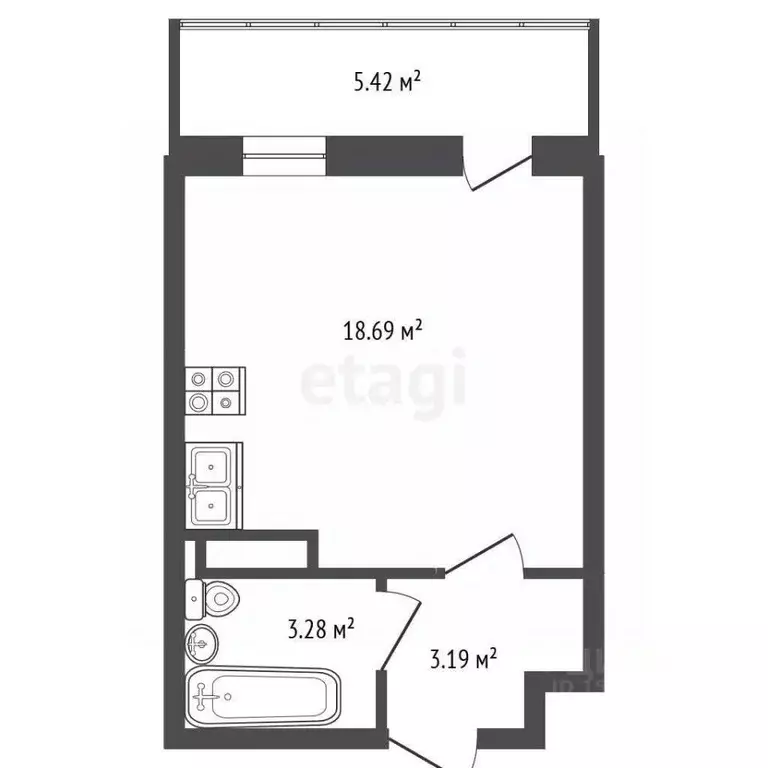 Студия Санкт-Петербург ул. Среднерогатская, 16к2 (24.7 м) - Фото 1