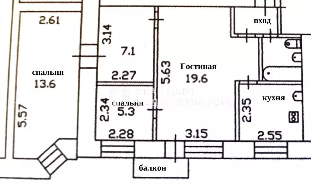 3-к кв. Тюменская область, Тюмень Одесская ул., 61 (56.7 м) - Фото 1