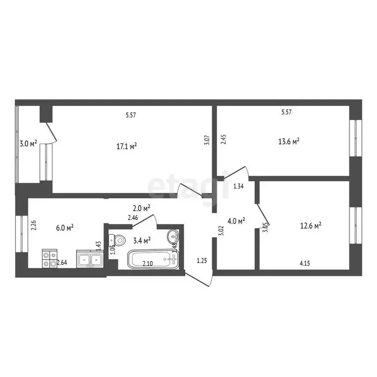 3-комнатная квартира: Тольятти, Ленинский проспект, 31 (63.5 м) - Фото 0