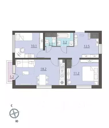 2-к кв. Свердловская область, Екатеринбург ВИЗ жилрайон, Жилой ... - Фото 2