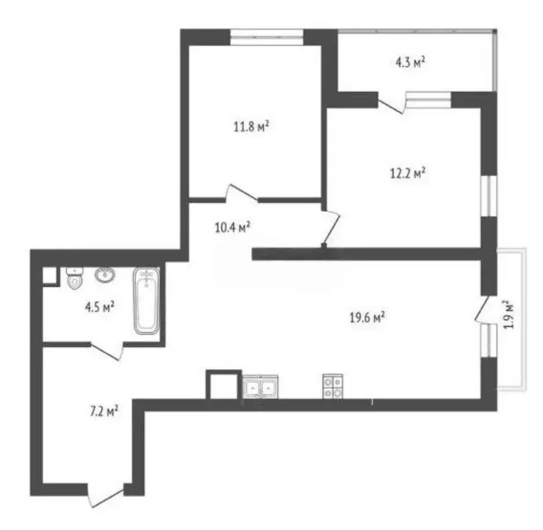 2-к кв. Тюменская область, Тюменский муниципальный округ, с. Ембаево ... - Фото 2