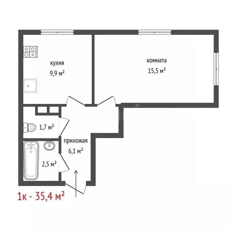 1-к кв. Свердловская область, Екатеринбург ул. Латвийская, 58 (35.4 м) - Фото 2