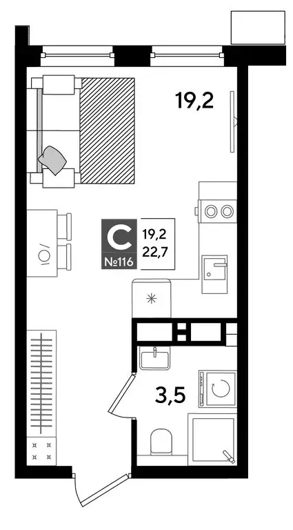 Квартира-студия: Краснодар, микрорайон Догма Парк (22.7 м) - Фото 0