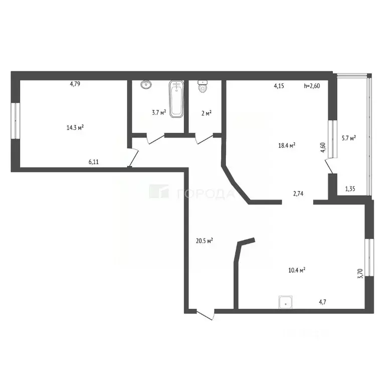 2-к кв. Алтайский край, Барнаул Северный Власихинский проезд, 66 (70.0 ... - Фото 2