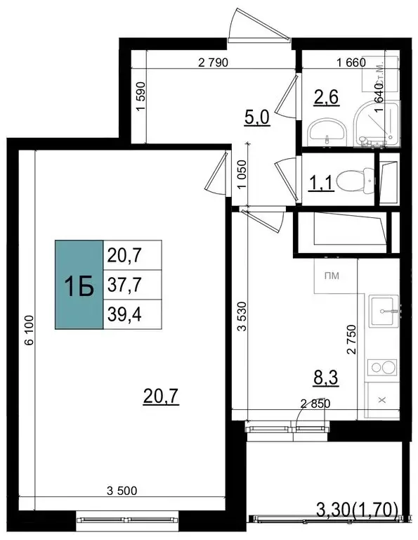 1-комнатная квартира: Одинцово, улица Бзри, к23 (39.4 м) - Фото 0