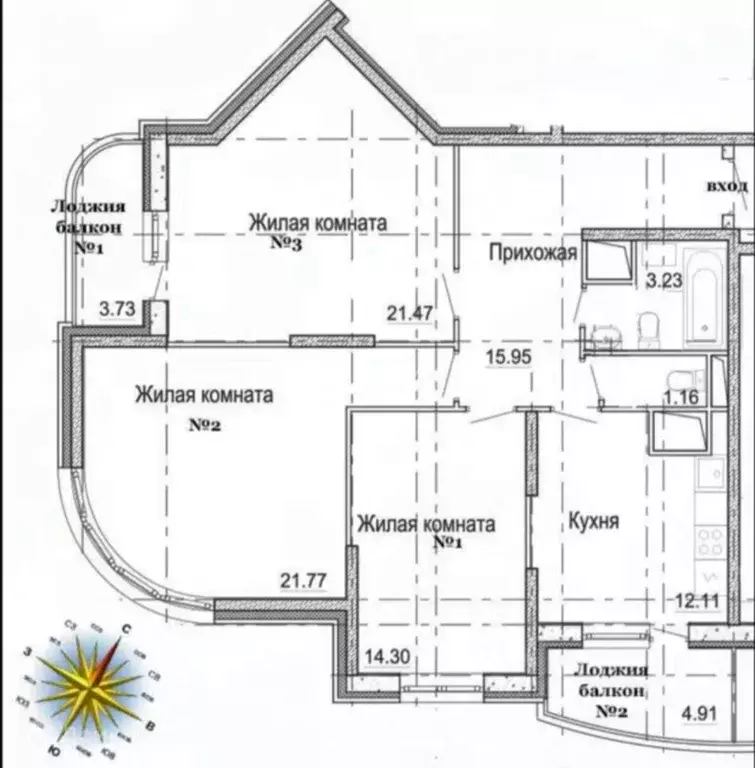 3-к кв. Московская область, Балашиха ул. Строителей, 3 (92.0 м) - Фото 2