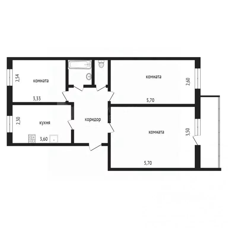 3-к кв. Тюменская область, Тюменский муниципальный округ, Боровский ... - Фото 2