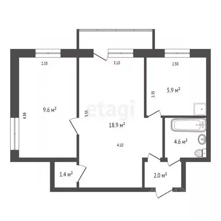 2-к кв. Красноярский край, Красноярск ул. Урицкого, 47 (44.3 м) - Фото 2