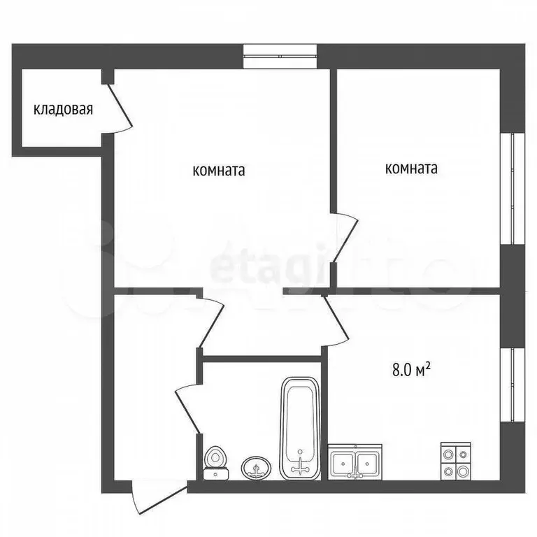 1-к. квартира, 31,8 м, 2/2 эт. - Фото 1