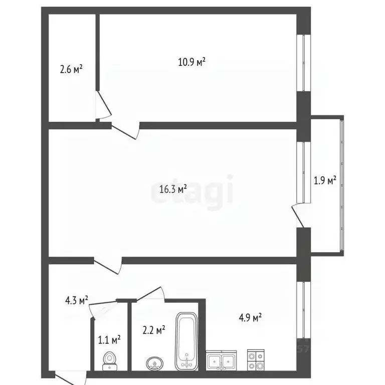 2-к кв. Санкт-Петербург ул. Ленсовета, 85 (43.5 м) - Фото 2