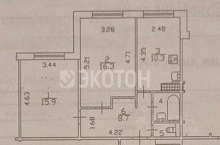 2-к кв. Санкт-Петербург Дунайский просп., 53К2 (54.0 м) - Фото 1
