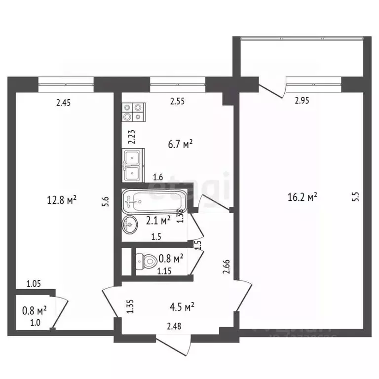 2-к кв. Калужская область, Медынь ул. Калинина, 36 (44.2 м) - Фото 2