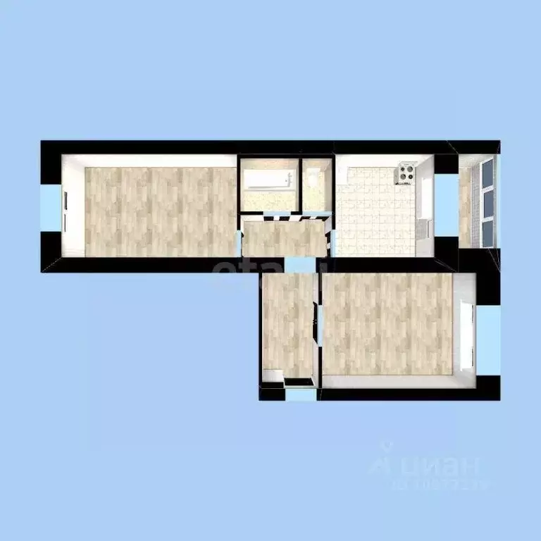 2-к кв. Башкортостан, Стерлитамак ул. Николаева, 4А (48.1 м) - Фото 2