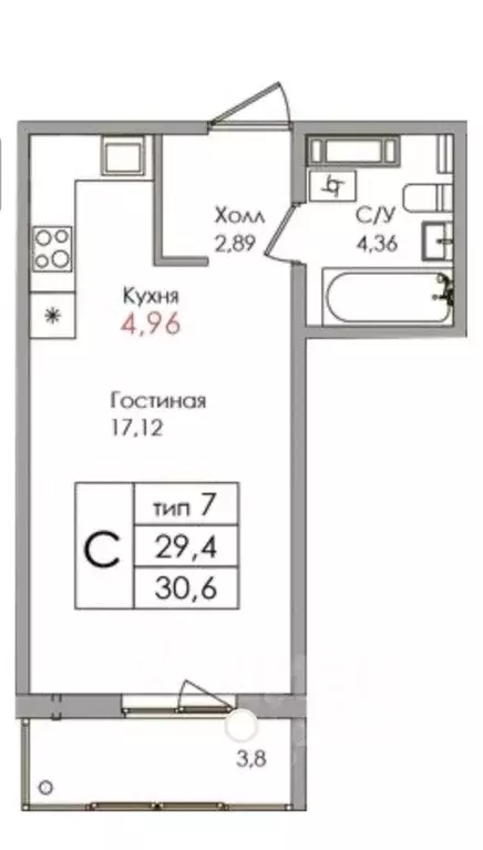 Студия Ленинградская область, Колтуши Всеволожский район, ул. Мира, 9 ... - Фото 1