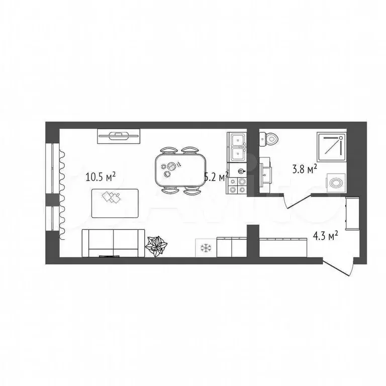 Квартира-студия, 23 м, 3/10 эт. - Фото 0